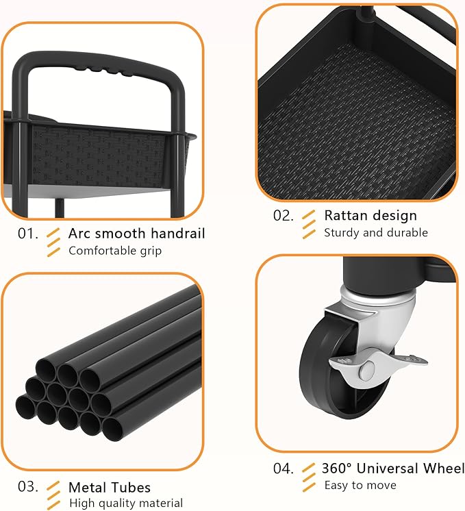 MOYIPIN 4-Tier Plastic Rolling Utility Cart - Image 5