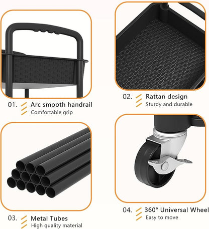 MOYIPIN 4-Tier Plastic Rolling Utility Cart - Image 5