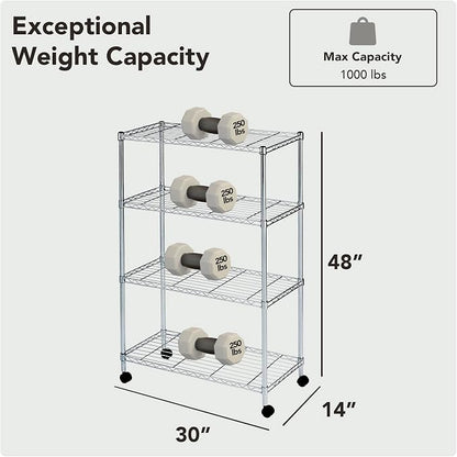 Displays By Jack 4 Tier Wire Shelving Unit Storage Rack, Metal Heavy Duty - Image 2