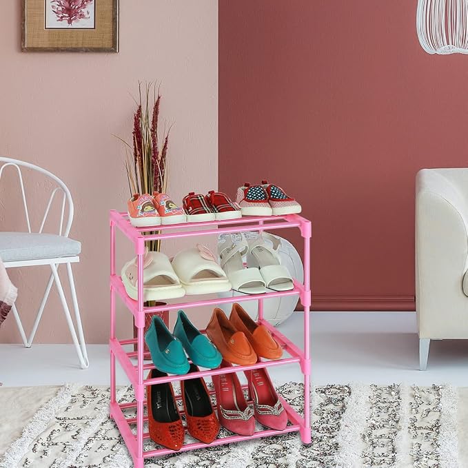 LNYZQUS Small Kids Shoe Rack, 4 Tier Pink Shoe Organizer Shoe Shelf - Image 7