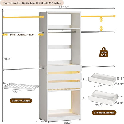 Closet System, 4-8FT Closet Organizer - Image 2