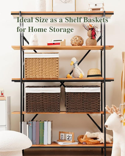 SETVSON Storage Basket with Lid, 2-Lid PE Rattan Storage Bin, 2 Removable - Image 4
