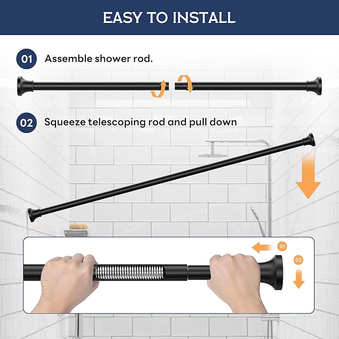 STARLATTA Adjustable Shower Curtain Rod 31-80 Inch, Never Rust Stainless Steel - Image 6