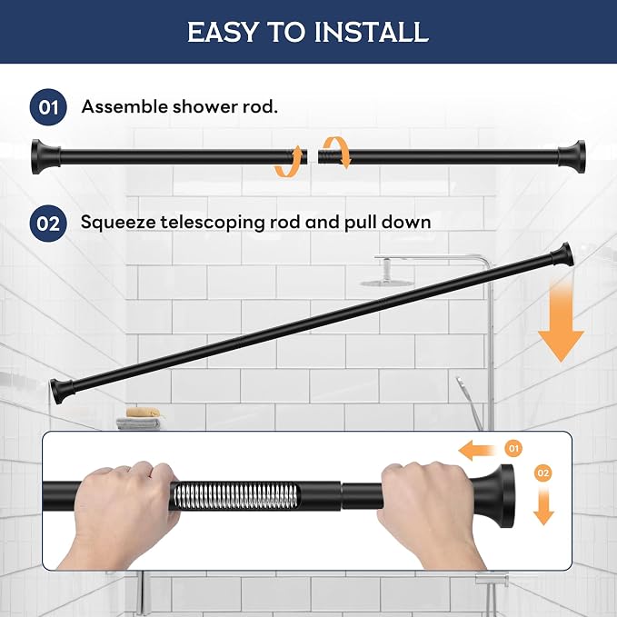 STARLATTA Adjustable Shower Curtain Rod 31-104 Inch, Never Rust Stainless Steel - Image 6