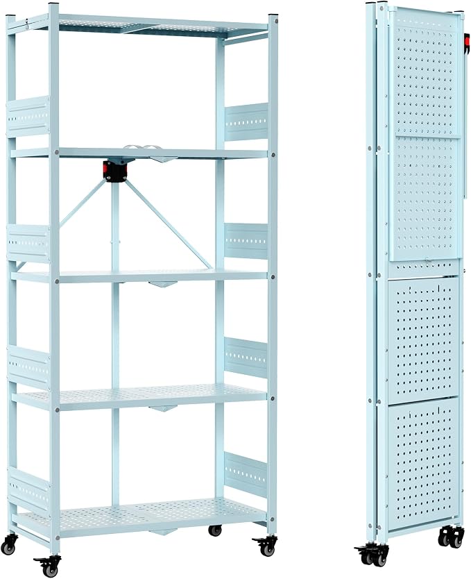 WORKPRO 5-Tier Folding Shelf, No-Assembly Metal Storage Rack by WORKPRO