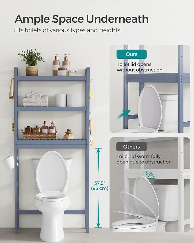 SONGMICS Over The Toilet Storage, 3-Tier Over Toilet Bathroom Organizer - Image 7
