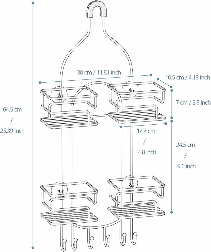 SRIWATANA Shower Caddy Organizer Hanging Over Head, Bathroom Shower Rack Hanger - Image 7