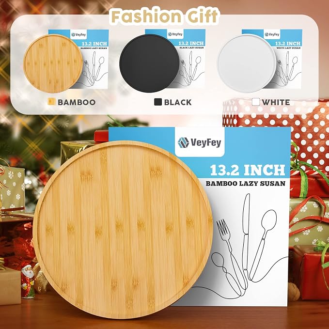 Lazy Susan Organizer, 13.2 Inch Non-Skid Bamboo Lazy Susan - Image 5