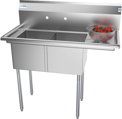 KoolMore 2 Compartment Stainless Steel NSF Commercial Kitchen Prep & Utility by KoolMore