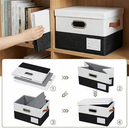 PRANDOM Storage Bins with Lids Linen Fabric Foldable Storage Boxes Organizer - Image 5
