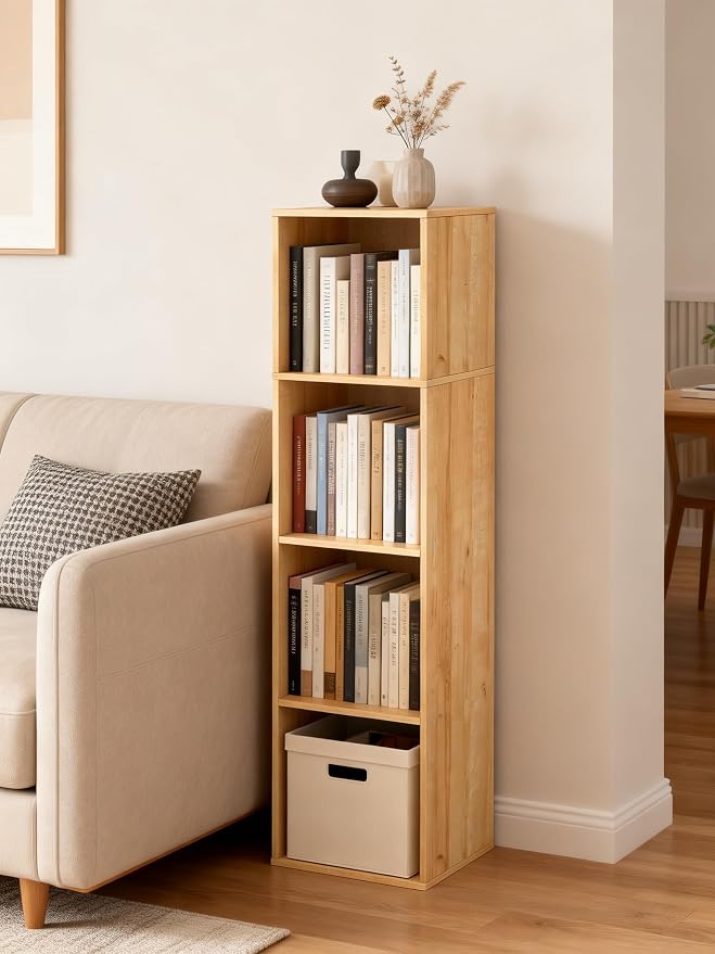 4 Cube Storage Organizer, 4 Tier Cube Low Bookcase Freestanding Storage Display - Image 9