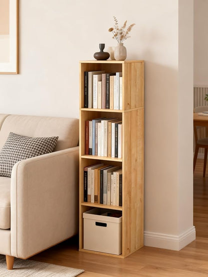 4 Cube Storage Organizer, 4 Tier Cube Low Bookcase Freestanding Storage Display - Image 9