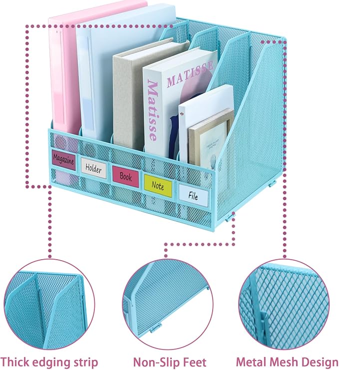 Desk Organizers, Metal Magazine File Holder - Image 3