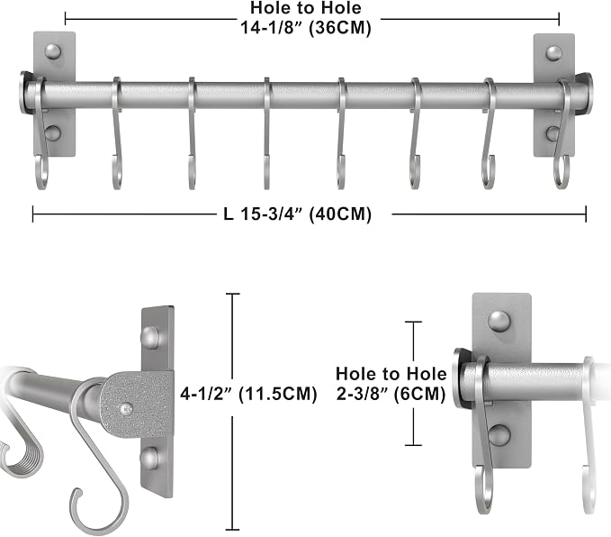 Dseap Kitchen Utensil Holder Hanger, Pot and Pan Rack Wall Mounted, Kitchen Rail - Image 6