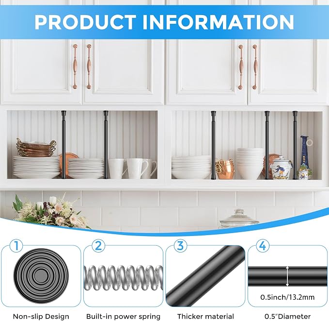 2 Pack Spring Tension Curtain Rod 8 to 12.5 Inch, DIY Mini Curtain Rods No Drill - Image 3