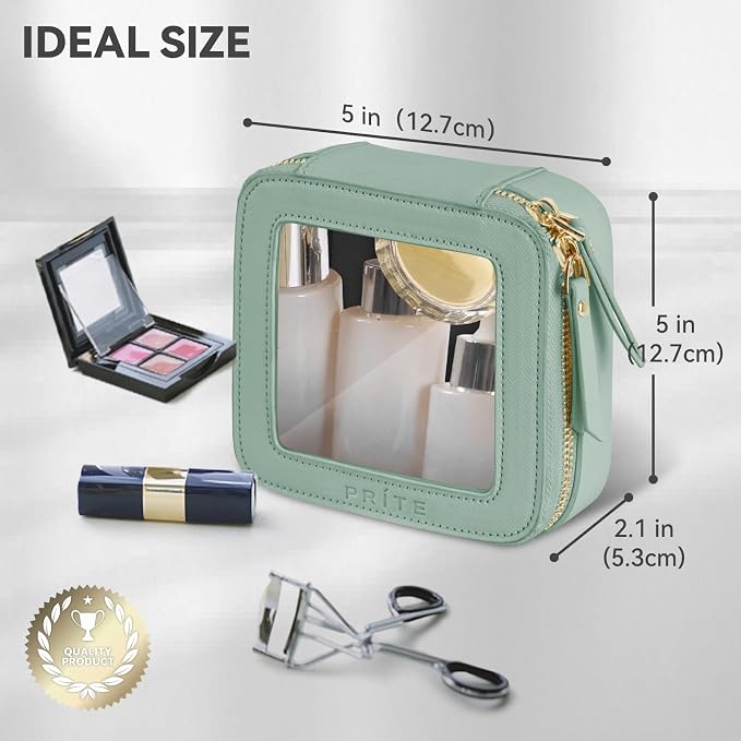 Prite Small Makeup Bag for Women Portable Clear Makeup Bag Cute Mini Waterproof - Image 3