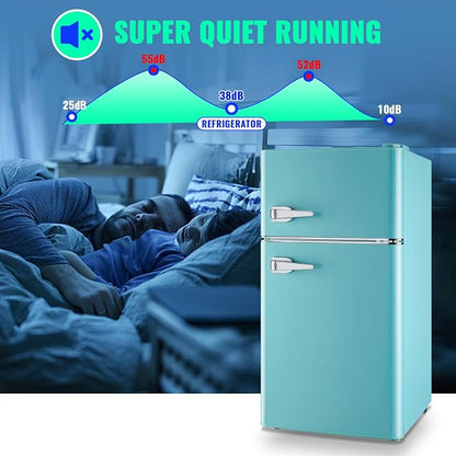 Small Refrigerator with Freezer Double Door Mini Fridge Adjustable Glass Shelves - Image 7