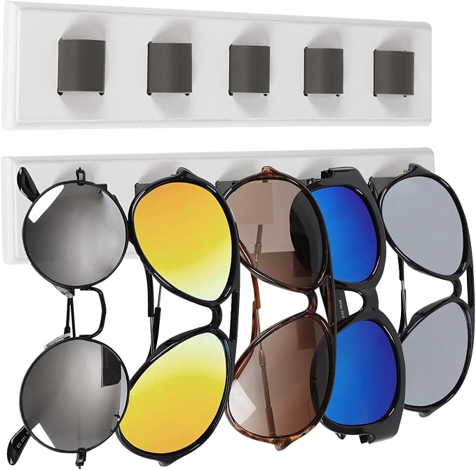 2 Pack Wooden Sunglasses Organizer Wall Mounted by Unknown