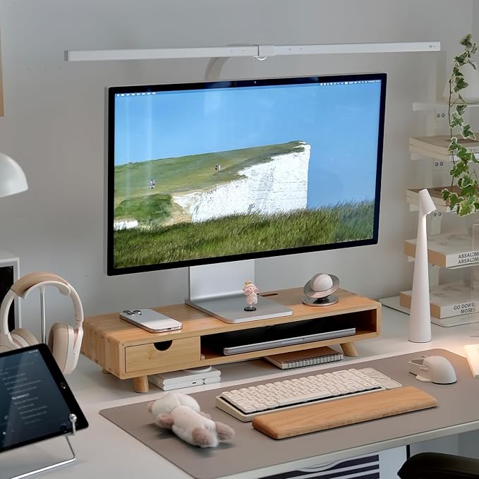 Bamboo Monitor Stand Riser by Rocdeer