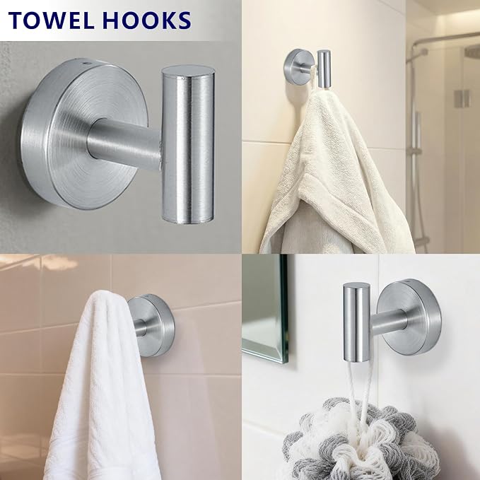 Bathroom Hardware Set Includes Towel Ring, Toilet Paper Holder and 2 Towel Hooks - Image 5