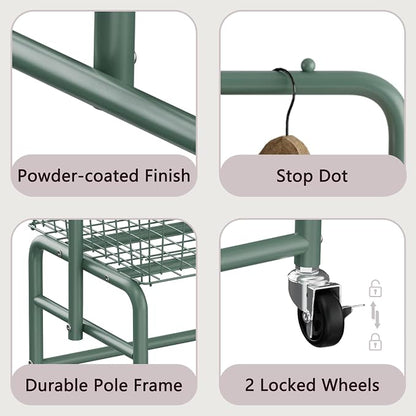 Rolling Laundry Cart with Wheels, Laundry Hamper Basket Organizer with Clothes - Image 6