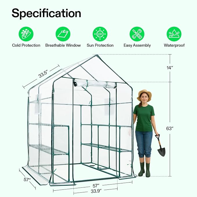 VIVOSUN 57x57x77-Inch Transparent Mini Walk-in Green House - Image 2