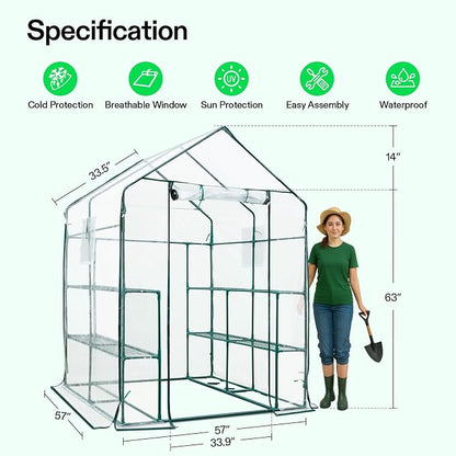 VIVOSUN 57x57x77-Inch Transparent Mini Walk-in Green House - Image 2