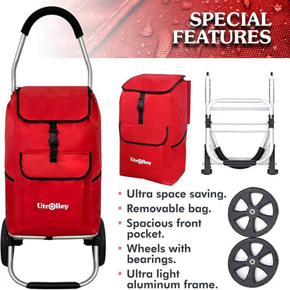 Ultra-Lightweight Red Foldable Shopping Cart - Image 3