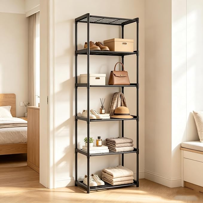 6-Tier Storage Shelves with Plastic Connectors – Metal Shelf Organizer - Image 5