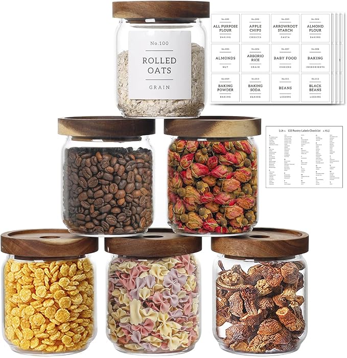 16 OZ Stackable Glass Food Storage Jars by HHMJSM