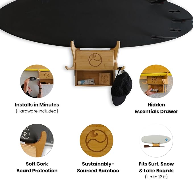 LISS Solo Rack – Wall Mount Surfboard Holder - Image 4