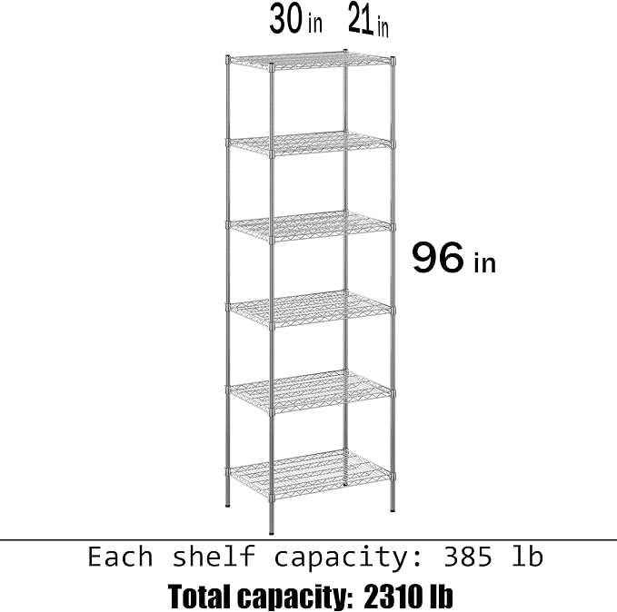 21" Deep x 30" Wide x 96" Height Wire Shelving Kit | 6-Tier | NSF Commercial - Image 3