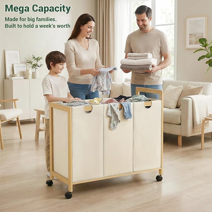 Homykic 250L Laundry Sorter Cart - Image 3