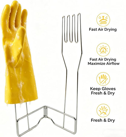 Stainless Steel Glove Holder Collapsible Dish Rack Stand Organizes Dish Gloves - Image 3