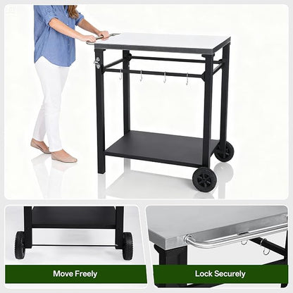 Endark Grill Cart, Grill Table, Outdoor Kitchen, Rolling Dining Table, - Image 8