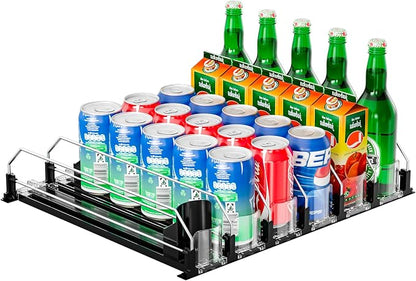 6 Rows Black Drink Organizer for Fridge, 3rd Gen Refrigerator Organizers and by KuukikvDirect