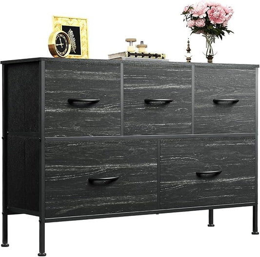 WLIVE 5 Drawer Dresser for Bedroom, Wide Chest of Drawers, Wide low-profile by WLIVE