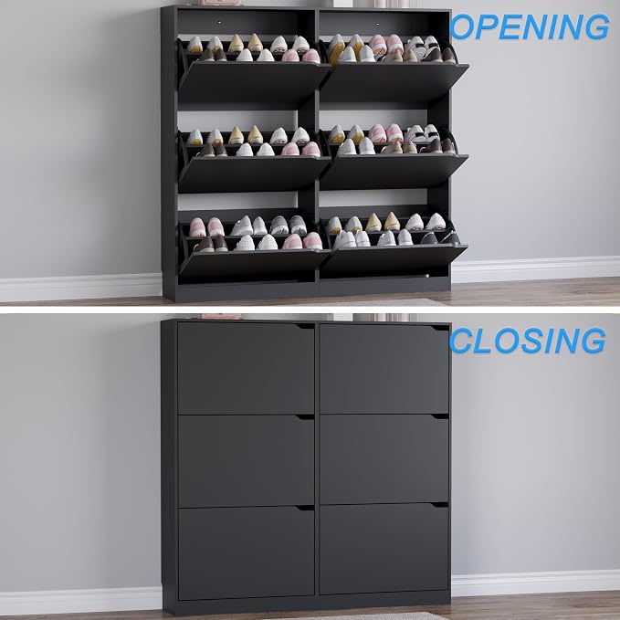BORNOON Shoe Cabinet with 6 Flip Drawers, Slim Narrow Shoe Storage Cabinet - Image 5