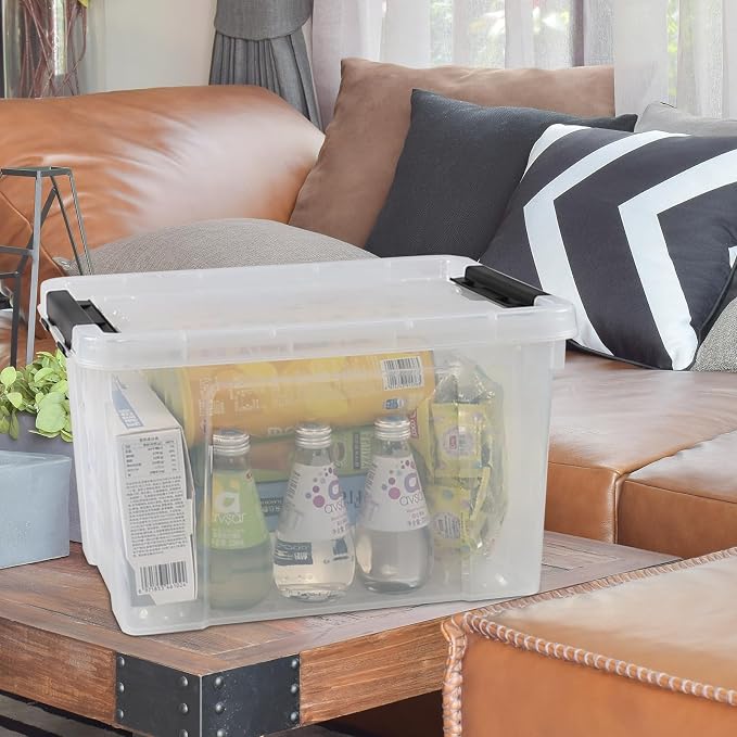 4-Pack 24 Quart Storage Box, Built-In Rolling Wheels, Space-Saving Stackable - Image 5