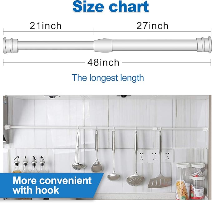 AIZESI Spring Tension Curtain Rods Short Tension Rod - Image 7