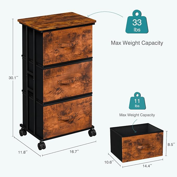 OLIXIS Dresser Storage with 3 Drawers, Fabric Dresser Tower - Image 3