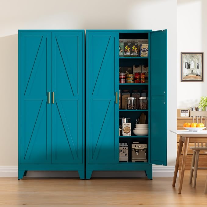 71" Tall Metal Pantry Cabinet, Kitchen Storage Cabinet - Image 3