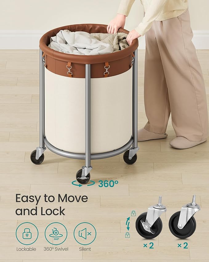 SONGMICS Laundry Basket, Rolling Steel Frame - Image 6