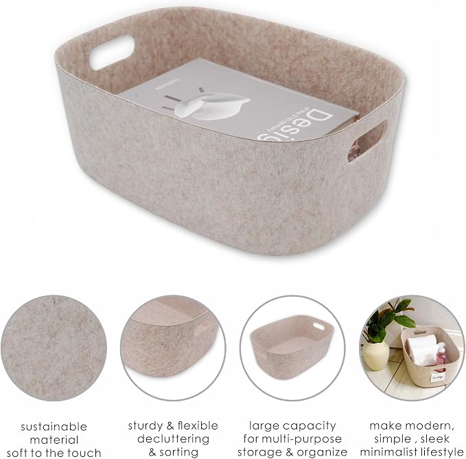 Welaxy Large Storage Basket Felt Open Desk Organize bin Shelf baskets - Image 6
