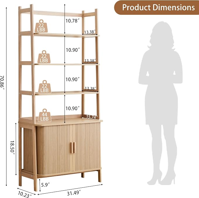 4-Tier Bookshelf, Tall Bookcase - Image 2