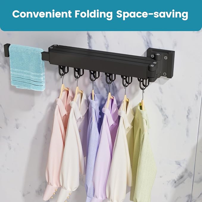 Abiglifty Clothes Drying Rack Wall Mounted, Laundry Drying Rack Collapsible - Image 5
