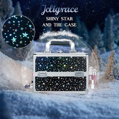 Joligrace Makeup Train Case Portable Cosmetic Box 2 Trays - Image 10