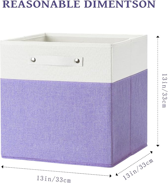 FinishingBo 13x13x13 Storage Cube Bins 4 Pack, Cube Shelf Baskets | Foldable - Image 3