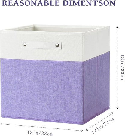 FinishingBo 13x13x13 Storage Cube Bins 4 Pack, Cube Shelf Baskets | Foldable - Image 3