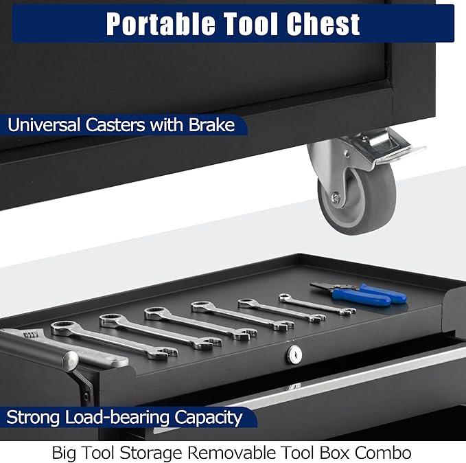 Rolling Tool Chest with Wheels, 4 Drawer Tool Storage Cabinet, Portable Toolbox - Image 4